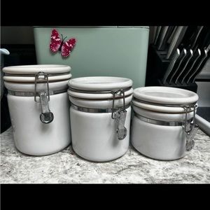 White canister containers